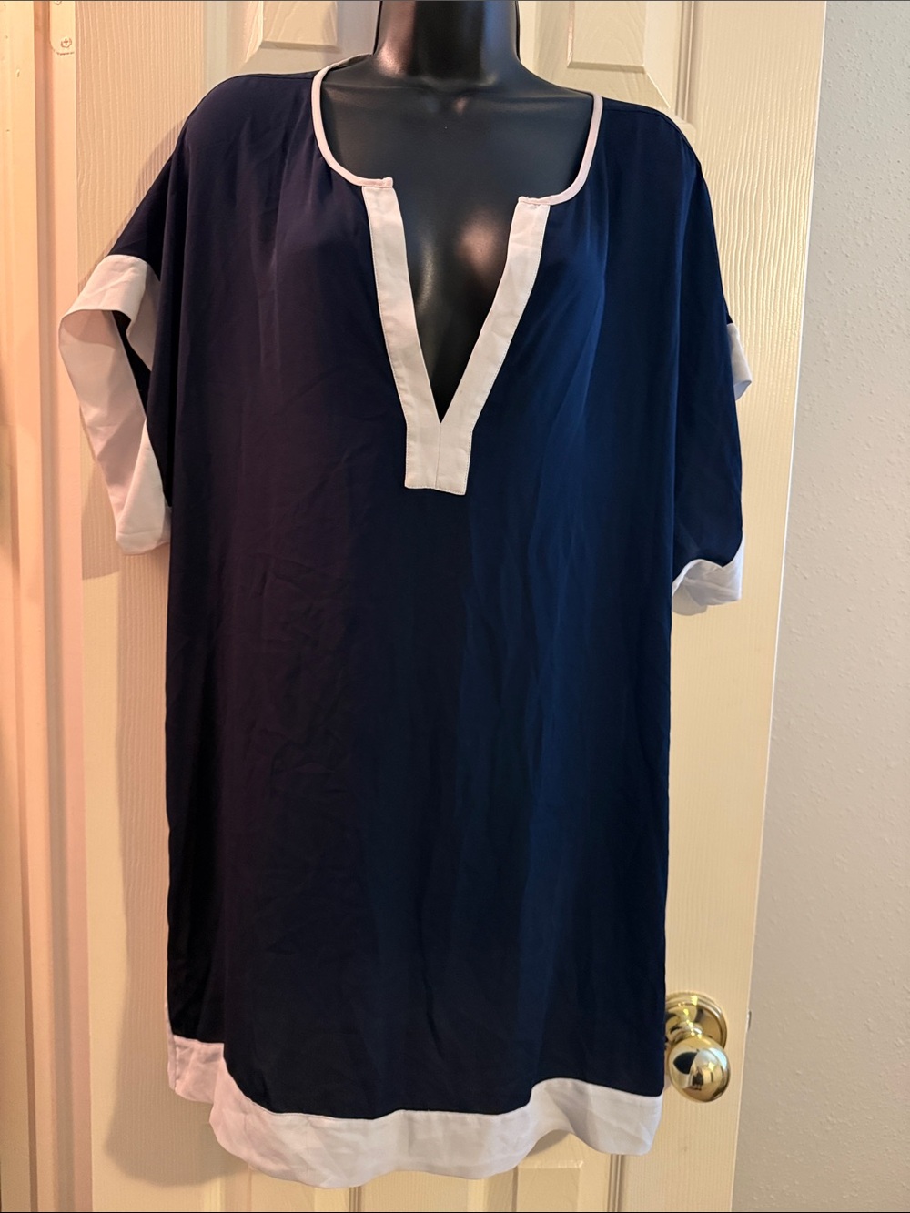 J Crew Navy Blue Tunic Shirt Dress - M